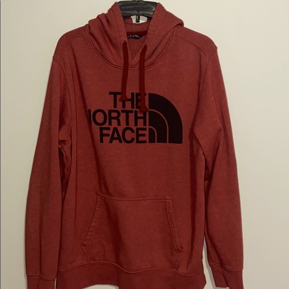 Red north face hoodie